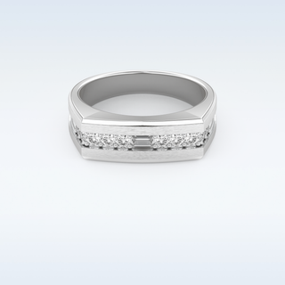 Flush Setting Wedding Band with 0.28 CT Round Cut Moissanite