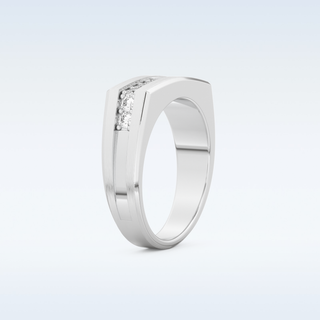 Flush Setting Wedding Band with 0.28 CT Round Cut Moissanite