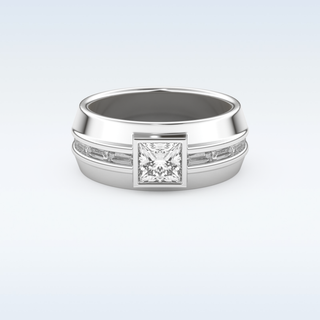 0.78 CT Pave Wedding Band Featuring Princess Moissanite 1