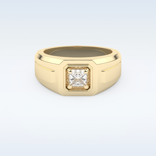 Signet Style Wedding Band with 0.5 CT Princess Cut Moissanite