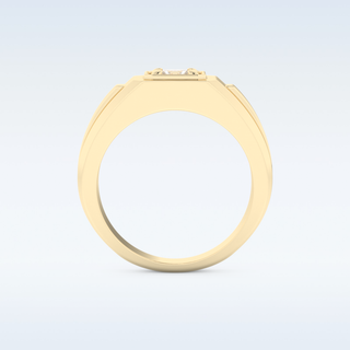 Signet Style Wedding Band with 0.5 CT Princess Cut Moissanite