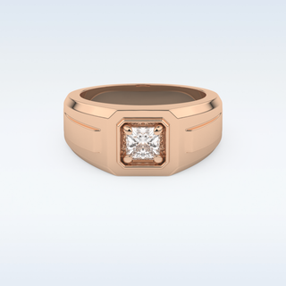 Signet Style Wedding Band with 0.5 CT Princess Cut Moissanite