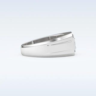 Signet Style Wedding Band with 0.5 CT Princess Cut Moissanite