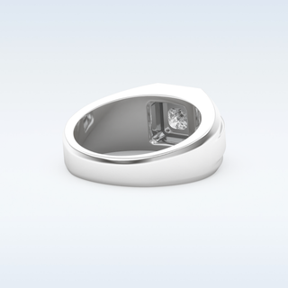 Signet Style Wedding Band with 0.5 CT Princess Cut Moissanite
