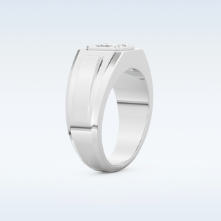 Signet Style Wedding Band with 0.5 CT Princess Cut Moissanite