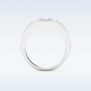 Signet Style Wedding Band with 0.5 CT Princess Cut Moissanite