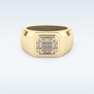 Signet and Multi Stones Style Wedding Band with 0.46 CT Round and Baguette Cut Moissanite