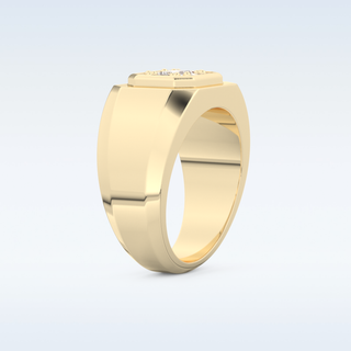 Signet and Multi Stones Style Wedding Band with 0.46 CT Round and Baguette Cut Moissanite