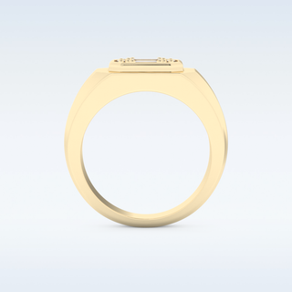 Signet and Multi Stones Style Wedding Band with 0.46 CT Round and Baguette Cut Moissanite