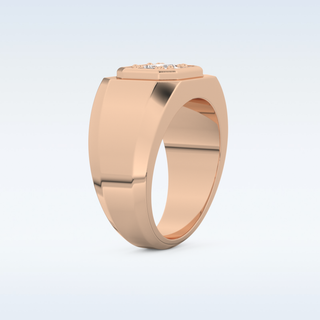 Signet and Multi Stones Style Wedding Band with 0.46 CT Round and Baguette Cut Moissanite