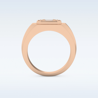 Signet and Multi Stones Style Wedding Band with 0.46 CT Round and Baguette Cut Moissanite
