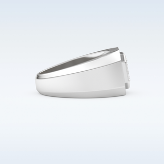 Signet and Multi Stones Style Wedding Band with 0.46 CT Round and Baguette Cut Moissanite