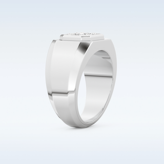 Signet and Multi Stones Style Wedding Band with 0.46 CT Round and Baguette Cut Moissanite