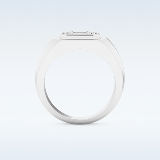 Signet and Multi Stones Style Wedding Band with 0.46 CT Round and Baguette Cut Moissanite