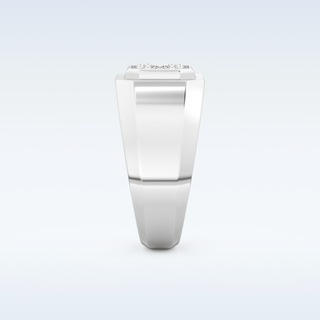 Signet and Multi Stones Style Wedding Band with 0.46 CT Round and Baguette Cut Moissanite