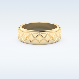 Patterned Style Wedding Band with Moissanite