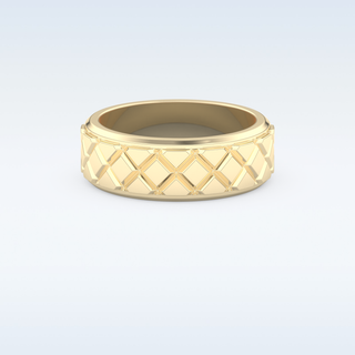Patterned Style Wedding Band with Moissanite