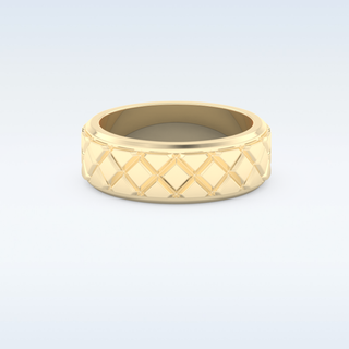 Patterned Style Wedding Band with Moissanite