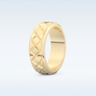 Patterned Style Wedding Band with Moissanite