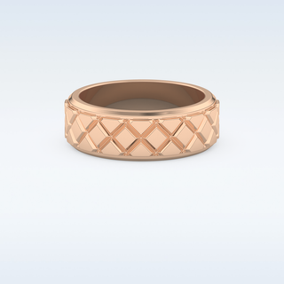 Patterned Style Wedding Band with Moissanite