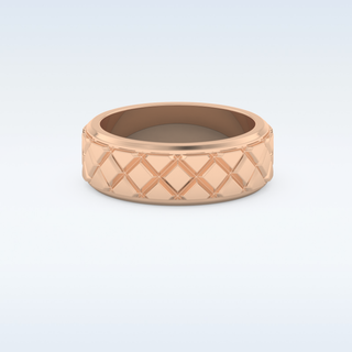 Patterned Style Wedding Band with Moissanite