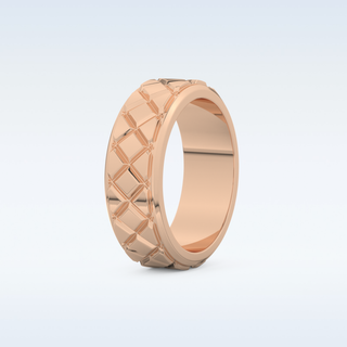 Patterned Style Wedding Band with Moissanite