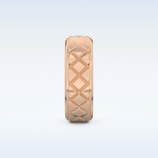 Patterned Style Wedding Band with Moissanite