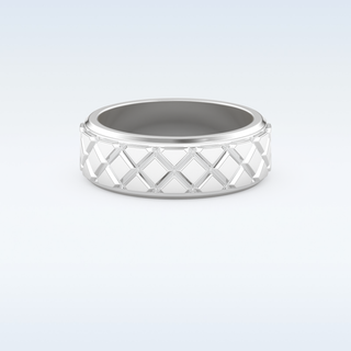 Patterned Style Wedding Band with Moissanite
