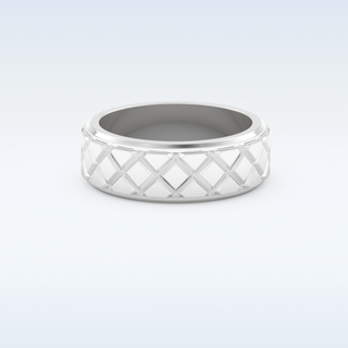 Patterned Style Wedding Band with Moissanite