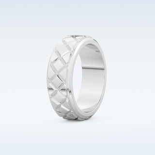 Patterned Style Wedding Band with Moissanite