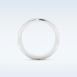 Patterned Style Wedding Band with Moissanite