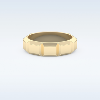 Patterned Style Wedding Band with Moissanite