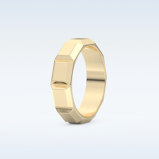 Patterned Style Wedding Band with Moissanite
