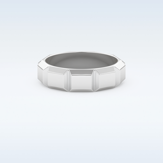 Patterned Style Wedding Band with Moissanite