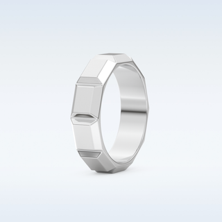 Patterned Style Wedding Band with Moissanite