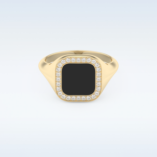 Signet Style Wedding Band with 0.15 CT Round Cut Moissanite