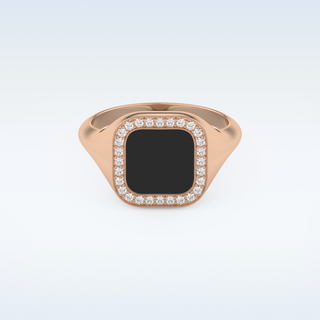 Signet Style Wedding Band with 0.15 CT Round Cut Moissanite