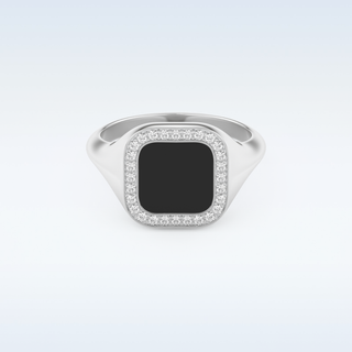 Signet Style Wedding Band with 0.15 CT Round Cut Moissanite