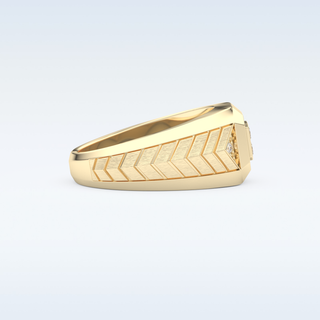 Patterned Design Wedding Band with 0.381 CT Round and Princess Cut Moissanite