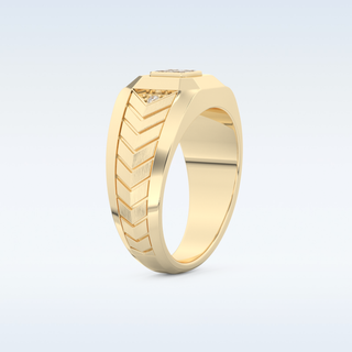 Patterned Design Wedding Band with 0.381 CT Round and Princess Cut Moissanite
