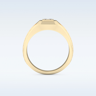 Patterned Design Wedding Band with 0.381 CT Round and Princess Cut Moissanite