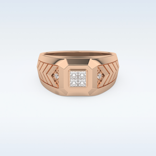 Patterned Design Wedding Band with 0.381 CT Round and Princess Cut Moissanite