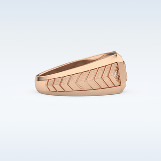 Patterned Design Wedding Band with 0.381 CT Round and Princess Cut Moissanite