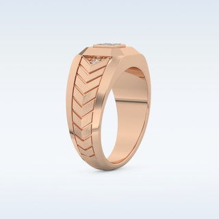 Patterned Design Wedding Band with 0.381 CT Round and Princess Cut Moissanite
