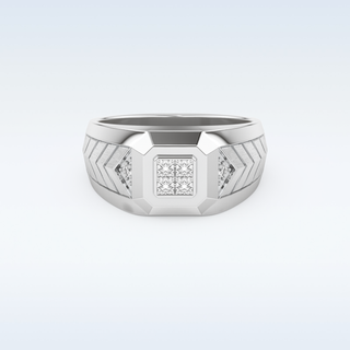 Patterned Design Wedding Band with 0.381 CT Round and Princess Cut Moissanite