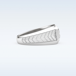 Patterned Design Wedding Band with 0.381 CT Round and Princess Cut Moissanite