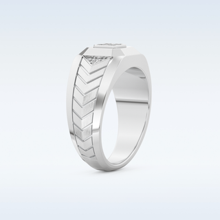 Patterned Design Wedding Band with 0.381 CT Round and Princess Cut Moissanite