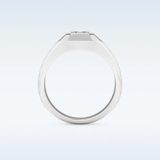 Patterned Design Wedding Band with 0.381 CT Round and Princess Cut Moissanite