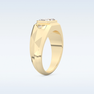 Patterned Style Wedding Band with Moissanite