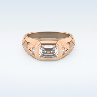 Patterned Style Wedding Band with Moissanite